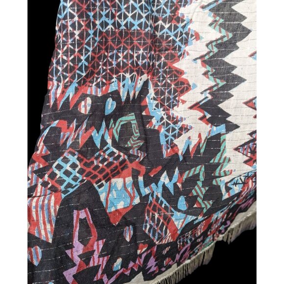 Topshop Southwestern Abstract Rainbow Ombre Fringe Scarf - Picture 7 of 12